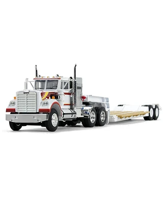 First Gear 1/64 White Western Star Vintage Sleeper w/ Rogers Vintage Lowboy Trailer, Dcp by