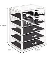 Sorbus Acrylic Makeup Organizer Case - Big Clear Makeup Organizer for Vanity, Bathroom, College Dorm, Closet, Desk