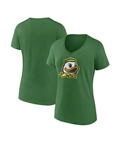 Fanatics Women's Green Oregon Ducks Evergreen Logo V-Neck T-Shirt