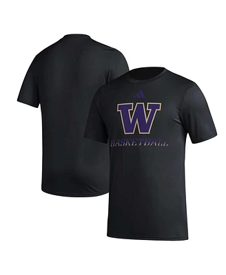 Adidas Men's Black Washington Huskies Fadeaway Basketball Pregame Aeroready T-Shirt