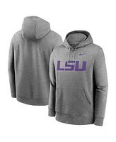 Nike Men's Heather Gray Lsu Tigers Primetime Evergreen Club Fleece Pullover Hoodie