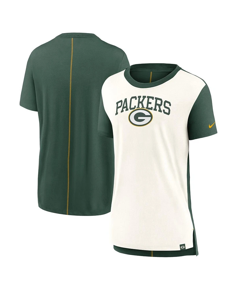 Nike Women's Cream/Green Green Bay Packers Wordmark Tri-Blend T-Shirt