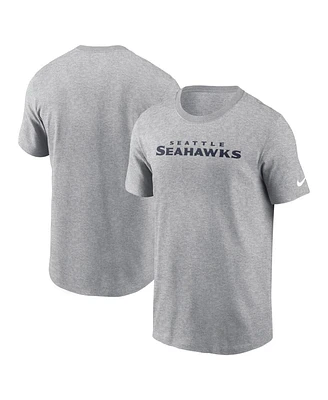 Nike Men's Heather Gray Seattle Seahawks Primetime Wordmark Essential T-Shirt