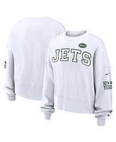 Nike Women's White New York Jets Oversized Long Sleeve Cropped Sweatshirt