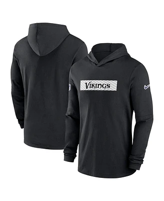 Nike Men's Black Minnesota Vikings Sideline Hoodie Performance Long Sleeve T-Shirt