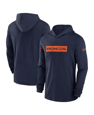 Nike Men's Navy Denver Broncos Sideline Hoodie Performance Long Sleeve T-Shirt