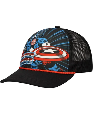 Lids Big Boys and Girls Black Captain America Foam Trucker Adjustable Hat