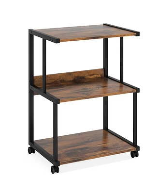 Tribesigns 3-Shelf Printer Stand with Storage, Rolling Printer Table Machine Cart with Wheels, Mobile Desk Organizer Shelves for Office and Home