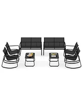 Vebreda 4 Piece Patio Rocking Set with Glass-Top Table