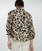 Mango Women's Animal Print Shirt