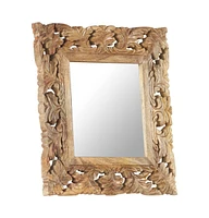 vidaXL Hand Carved Mirror 19.7"x19.7" Solid Mango Wood