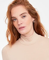 On 34th Women's Ribbed Mock Neck Long-Sleeve Top, Created for Macy's