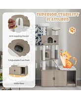 Givimo Cat Tree with Litter Box Enclosure for Indoor Cars