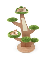 Givimo 50 Inch Pine Shape Cat Tree for Indoor Cats with Sisal Scratching Board