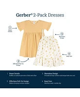 Toddler Girls Short Sleeve and Sleeveless Dress, 2 Pack