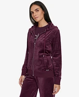 Calvin Klein Women's Tonal Logo Velour Zip-Front Hoodie