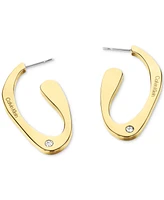 Calvin Klein Medium Pave Sculpted Elongated Hoop Earrings