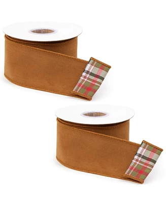 Slickblue Set of 2 Wired Polyester Ribbons – Versatile for Crafting and Decorating