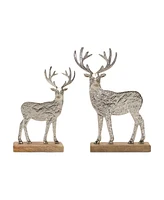 Slickblue Set of 2 Deer on Base Ornaments for Rustic Holiday Decor