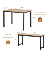 Inolait 3 Pieces Dining Table Set with 2 Benches for Dining Room Kitchen Bar