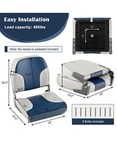Skonyon 2 Pieces Low Back Boat Seat Set with Sponge Padding and Aluminum Hinges