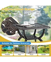 Givimo Cast Aluminum Outdoor Side Table with Storage Shelf for Garden Porch Balcony