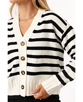 Kallen Button Front Striped Cardigan