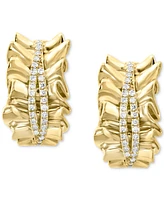 Effy Diamond Double Row Wavy Huggie Hoop Earrings (1/4 ct. t.w.) in 14k Gold, 0.75"