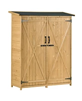 Simplie Fun 5.3FT Wood Storage Shed with Lockable Doors