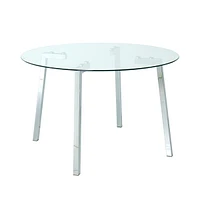 Chrome Leg Glass Dining Table, Modern Minimalist Design
