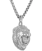 Bulova Marc Anthony Men's Diamond Lion Pendant Necklace (1/10 ct. t.w.) in Sterling Silver-Plate, 24" + 2" extender, BVP1071