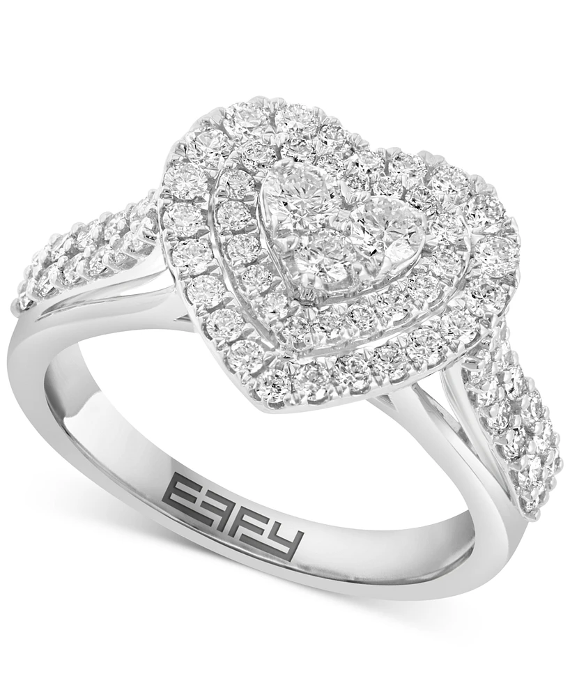 Effy Diamond Heart Halo Cluster Ring (1-1/20 ct. t.w.) in 14k White Gold