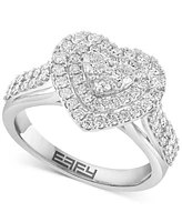 Effy Diamond Heart Halo Cluster Ring (1-1/20 ct. t.w.) in 14k White Gold