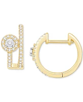 Diamond Halo Double Row Hoop Earrings (1/4 ct. t.w.) in 10k Two-Tone Gold