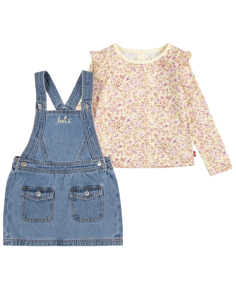 Levi's Little Girls 2-Piece Denim Pinafore Dress Set