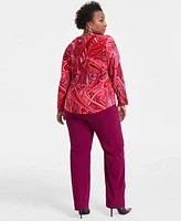 I.N.C. International Concepts Plus Size Paisley Henley Top Mid Rise Pull On Straight Leg Pants Created For Macys