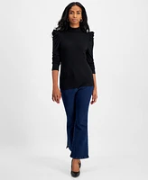 I.n.c. International Concepts Petite Puff-Sleeve Mock Neck Top, Created for Macy's