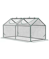 Outsunny 4' x 2' x 2' Portable Mini Greenhouse with Pvc Cover, 2 Top Windows, Clear