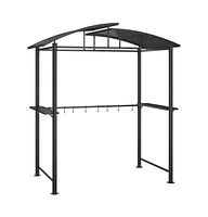 vidaXL Bbq Gazebo with Side Shelves Anthracite 82.7"x44.9"x90.6" Steel