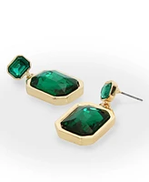 Steve Madden Faux Stone Gem Double Drop Earrings