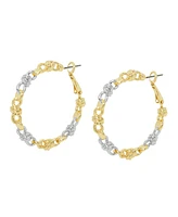 Steve Madden Two-tone Knot Link Hoop Earrings