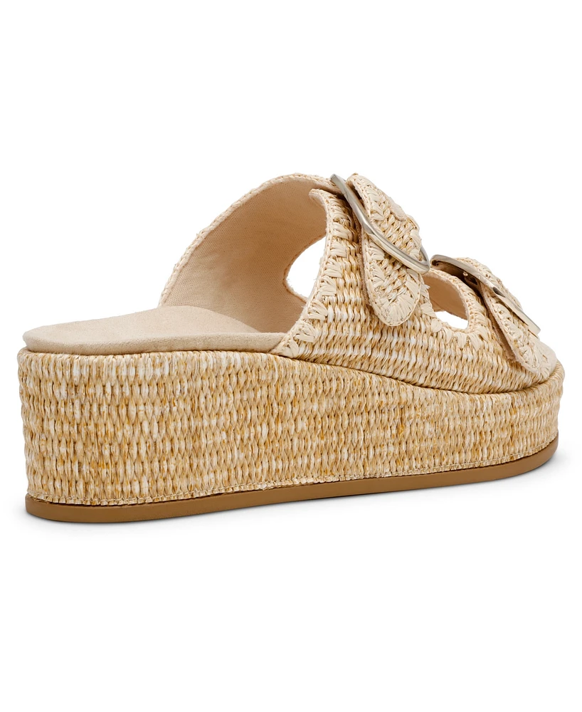 Anne Klein Women's Vineyard Raffia Platform Wedge Sandals