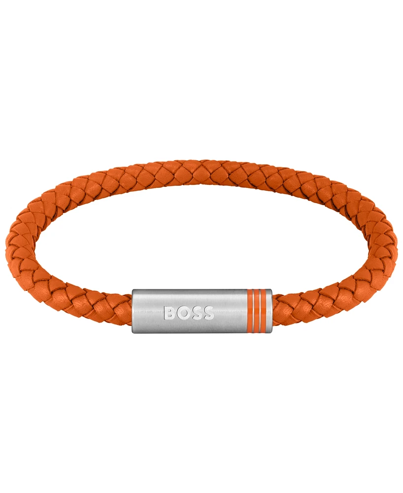 Hugo Boss Men's Ares Single Stainless Steel Leather Bracelet