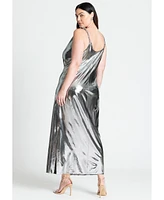 Eloquii Plus Size Metallic Cowl Dress