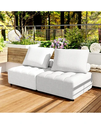 Simplie Fun Outdoor Modular Sofa, Aluminum Frame, Cushions, Waterproof Cover