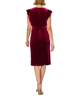 Adrianna Papell Women's Velvet Faux-Wrap Ruffled Dress