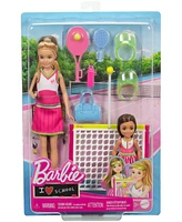 Barbie Stacie Chelsea Tennis Playset with 2 Dolls, Net 5+ Accessories, Moving Ball Action - Multi