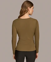 Donna Karan New York Women's Long-Sleeve Faux-Wrap Top