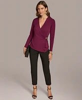 Donna Karan New York Women's Long-Sleeve Faux-Wrap Top