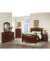 Streamdale Furniture Bedroom Furniture Traditional Look Unique Wooden Nightstand Drawers Bedside Table Cherry